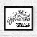 Martha's Vineyard Map Black and White White Vacation Map Prints