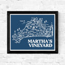 Martha's Vineyard Map Blue Blue Vacation Map Prints