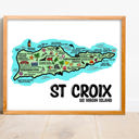 St Croix Map Color Multi Vacation Map Prints