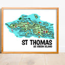 St Thomas Map Color Multi Vacation Map Prints