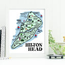 Hilton Head Map Color Multi Vacation Map Prints