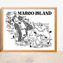 Marco Island Map Black and White White Vacation Map Prints