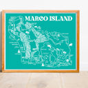 Marco Island Map Teal Teal Vacation Map Prints