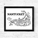 Nantucket Map Black and White White Vacation Map Prints