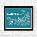 Nantucket Map Blue Blue Vacation Map Prints