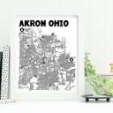 Akron White City Map Prints | 3 Colors