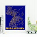 Morgantown Blue City Map Prints | 3 Colors