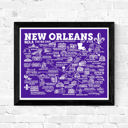 New Orleans Purple City Map Prints | 3 Colors