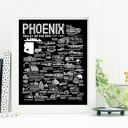 Phoenix Black City Map Prints | 3 Colors