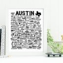 Austin TX White City Map Prints | 3 Colors