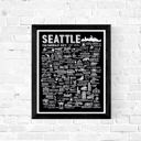 Seattle Black City Map Prints | 3 Colors