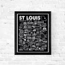 St Louis Black City Map Prints | 3 Colors