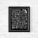 Tampa Black City Map Prints | 3 Colors