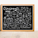 Cincinnati Black City Map Prints | 3 Colors