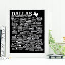 Dallas Black City Map Prints | 3 Colors