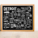 Detroit Black City Map Prints | 3 Colors