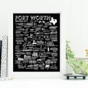 Fort Worth Black City Map Prints | 3 Colors