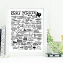 Fort Worth White City Map Prints | 3 Colors