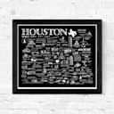 Houston Black City Map Prints | 3 Colors