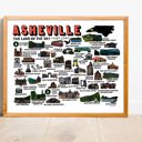 Asheville Multi City Map Prints | 3 Colors