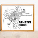 Athens OH White City Map Prints | 3 Colors