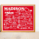 Madison Red City Map Prints | 3 Colors