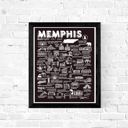 Memphis Black City Map Prints | 3 Colors