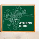 Athens OH Green City Map Prints | 3 Colors