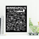 Minneapolis Black City Map Prints | 3 Colors