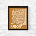 Arizona Orange State Map Print | 3 Colors