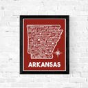 Arkansas Red State Map Print | 3 Colors