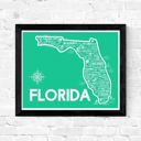 Florida Green State Map Print | 3 Colors