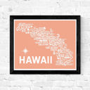 Hawaii Coral State Map Print | 3 Colors