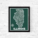 Illinois Green State Map Print | 3 Colors