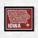 Iowa Red State Map Print | 3 Colors