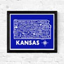 Kansas Blue State Map Print | 3 Colors