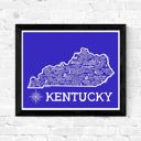 Kentucky Blue State Map Print | 3 Colors