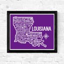 Louisiana Purple State Map Print | 3 Colors