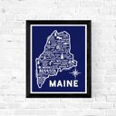 Maine Blue State Map Print | 3 Colors