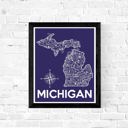 Michigan Blue State Map Print | 3 Colors