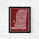 Mississippi Red State Map Print | 3 Colors