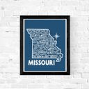 Missouri Blue State Map Print | 3 Colors