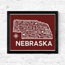 Nebraska Red State Map Print | 3 Colors