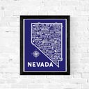 Nevada Blue State Map Print | 3 Colors