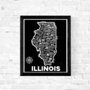 Illinois Black State Map Print | 3 Colors