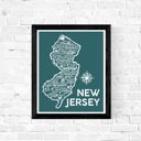 New Jersey Teal State Map Print | 3 Colors