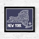 New York Blue State Map Print | 3 Colors