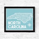 North Carolina Blue State Map Print | 3 Colors