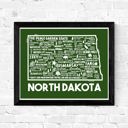 North Dakota Green State Map Print | 3 Colors