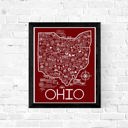 Ohio Red State Map Print | 3 Colors